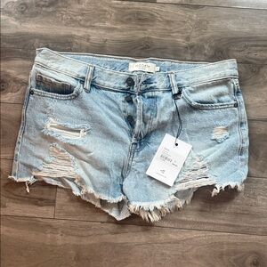 Hidden Light Blue Distressed Jean Shorts